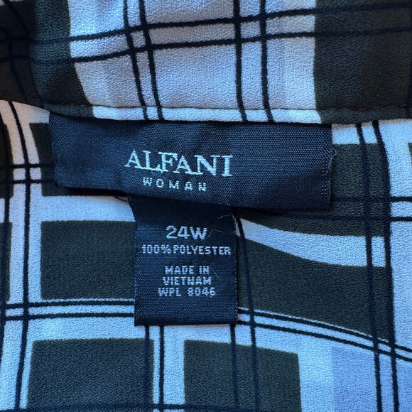 Alfani Career Top Womens Sz 24 Black White Hi-Low Long Sleeve Casual Office - Picture 9 of 10